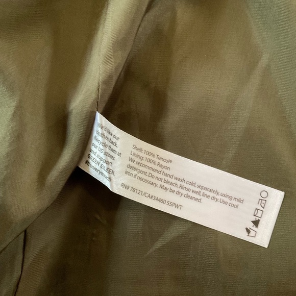 EILEEN FISHER Army Green Drawstring Waist Hooded Jacket Fully Lined Size S - Picture 5 of 8